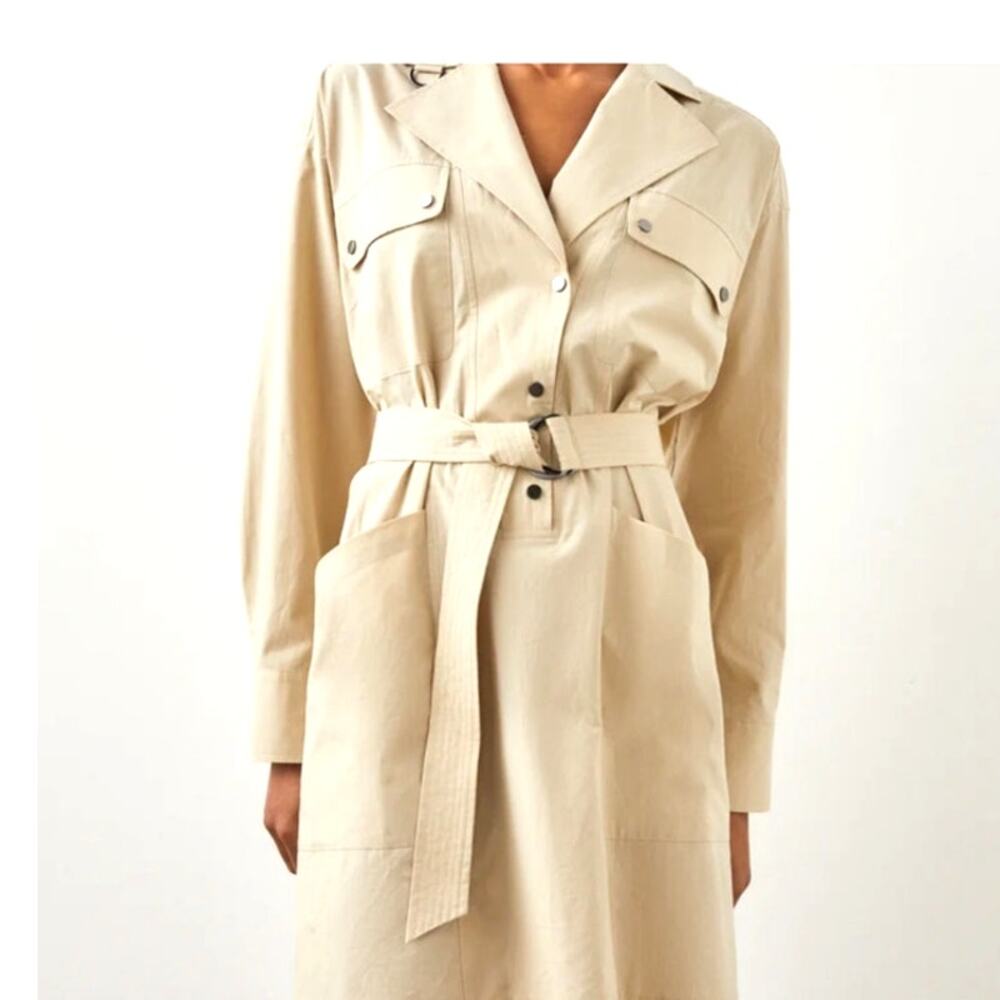 Rails Noor Dress Trenchcoat Tan Tidal Foam Cotton Lyocell Blend Shirt Dress Sz S